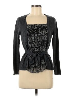 Apt. 9 Petite Heather Gray Knit belted Twofer Top